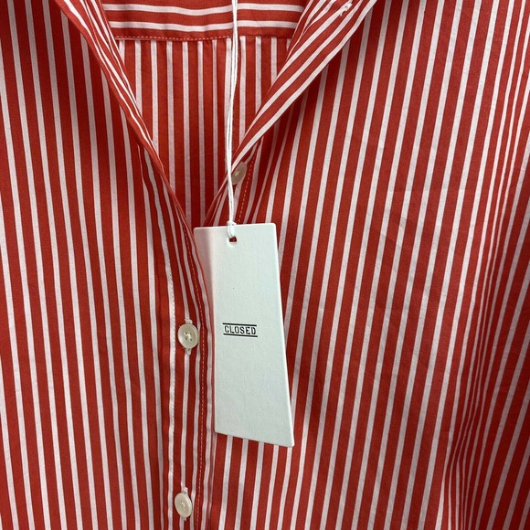 CLOSED Lilo Striped Button front Shirt Red white NWT Sz medium - Picture 5 of 8